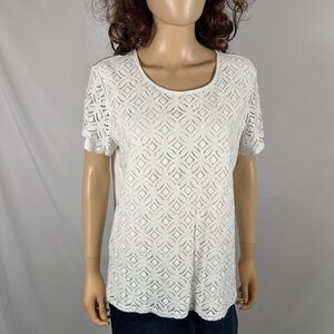 Market & Spruce Women Stitch Fix White Lace Layered Top Blouse Shirt Size XL *